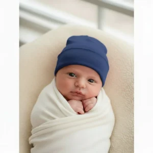 Wollen baby muts - Merinowol - Vintage indigo